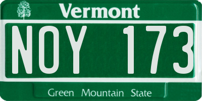VT license plate NOY173