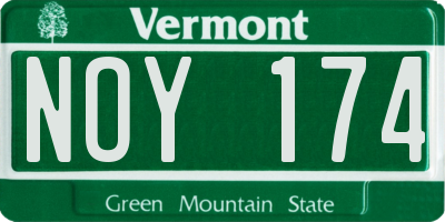 VT license plate NOY174