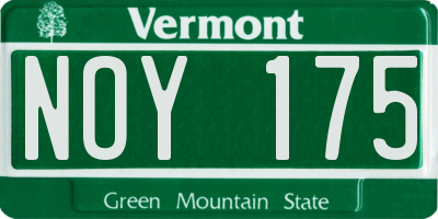 VT license plate NOY175