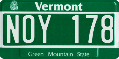 VT license plate NOY178