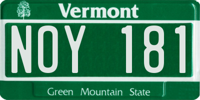 VT license plate NOY181