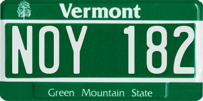 VT license plate NOY182
