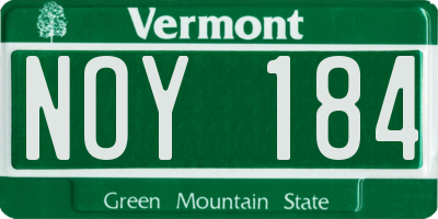 VT license plate NOY184