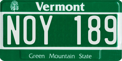 VT license plate NOY189