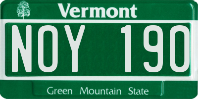 VT license plate NOY190