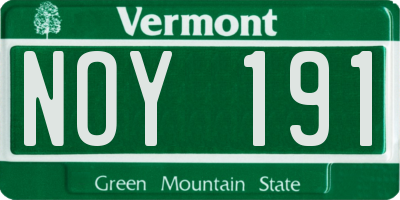 VT license plate NOY191