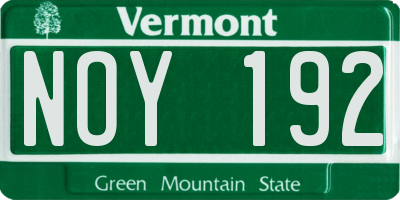 VT license plate NOY192