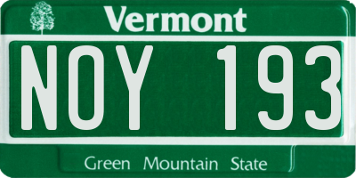 VT license plate NOY193