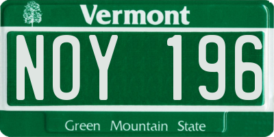 VT license plate NOY196