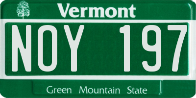 VT license plate NOY197