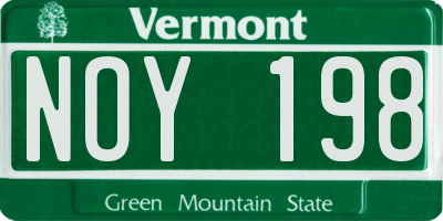 VT license plate NOY198