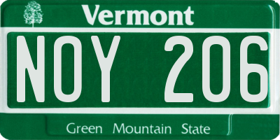 VT license plate NOY206