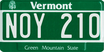 VT license plate NOY210