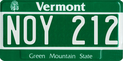 VT license plate NOY212