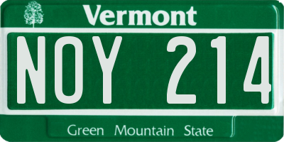 VT license plate NOY214
