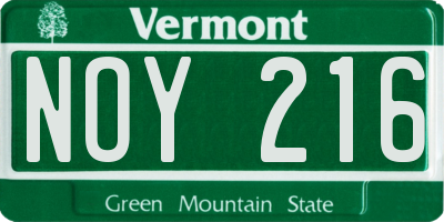 VT license plate NOY216
