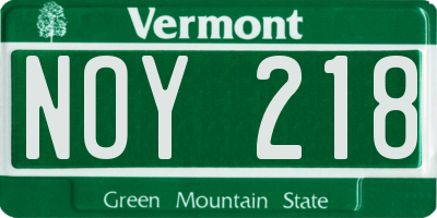 VT license plate NOY218