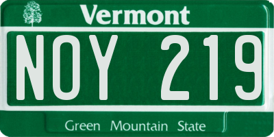 VT license plate NOY219