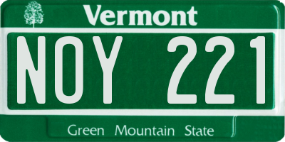 VT license plate NOY221