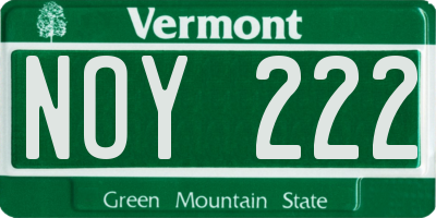 VT license plate NOY222