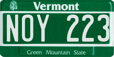 VT license plate NOY223