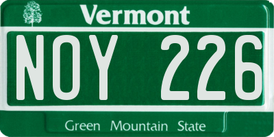 VT license plate NOY226