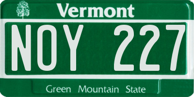 VT license plate NOY227