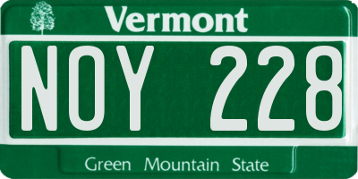 VT license plate NOY228