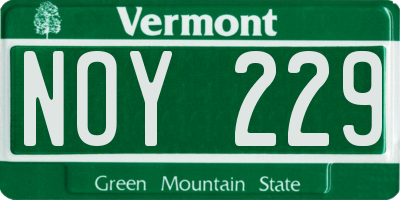 VT license plate NOY229