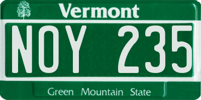 VT license plate NOY235