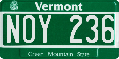 VT license plate NOY236