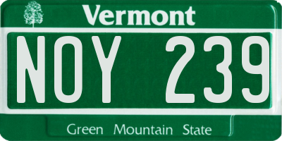 VT license plate NOY239