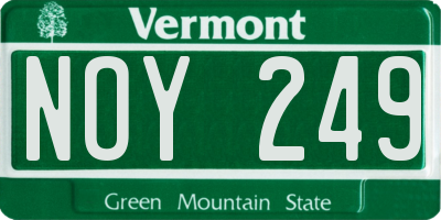 VT license plate NOY249