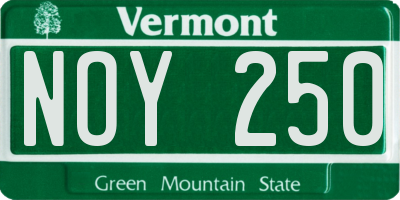 VT license plate NOY250