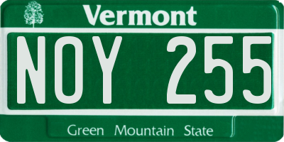 VT license plate NOY255