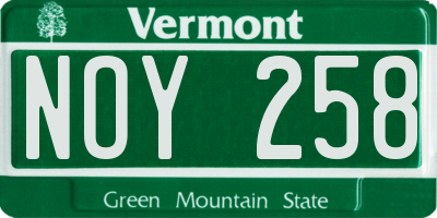 VT license plate NOY258
