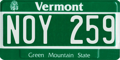 VT license plate NOY259