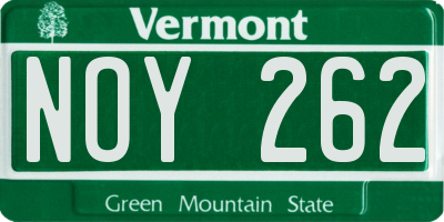 VT license plate NOY262