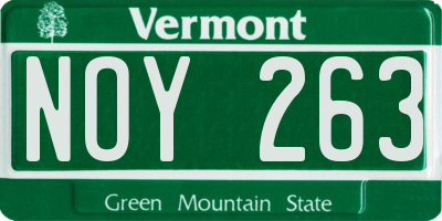 VT license plate NOY263