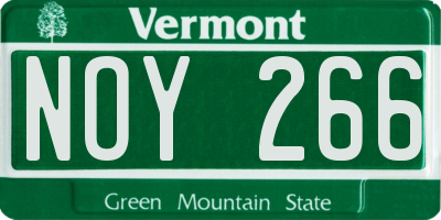 VT license plate NOY266
