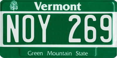 VT license plate NOY269