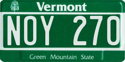 VT license plate NOY270