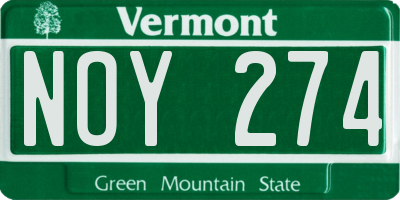 VT license plate NOY274