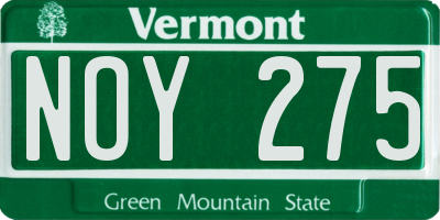 VT license plate NOY275