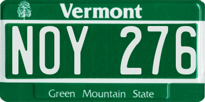 VT license plate NOY276