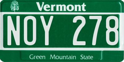 VT license plate NOY278