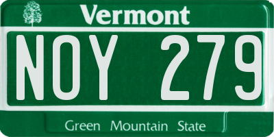 VT license plate NOY279