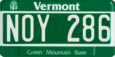 VT license plate NOY286