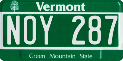 VT license plate NOY287