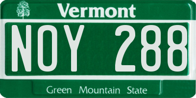 VT license plate NOY288